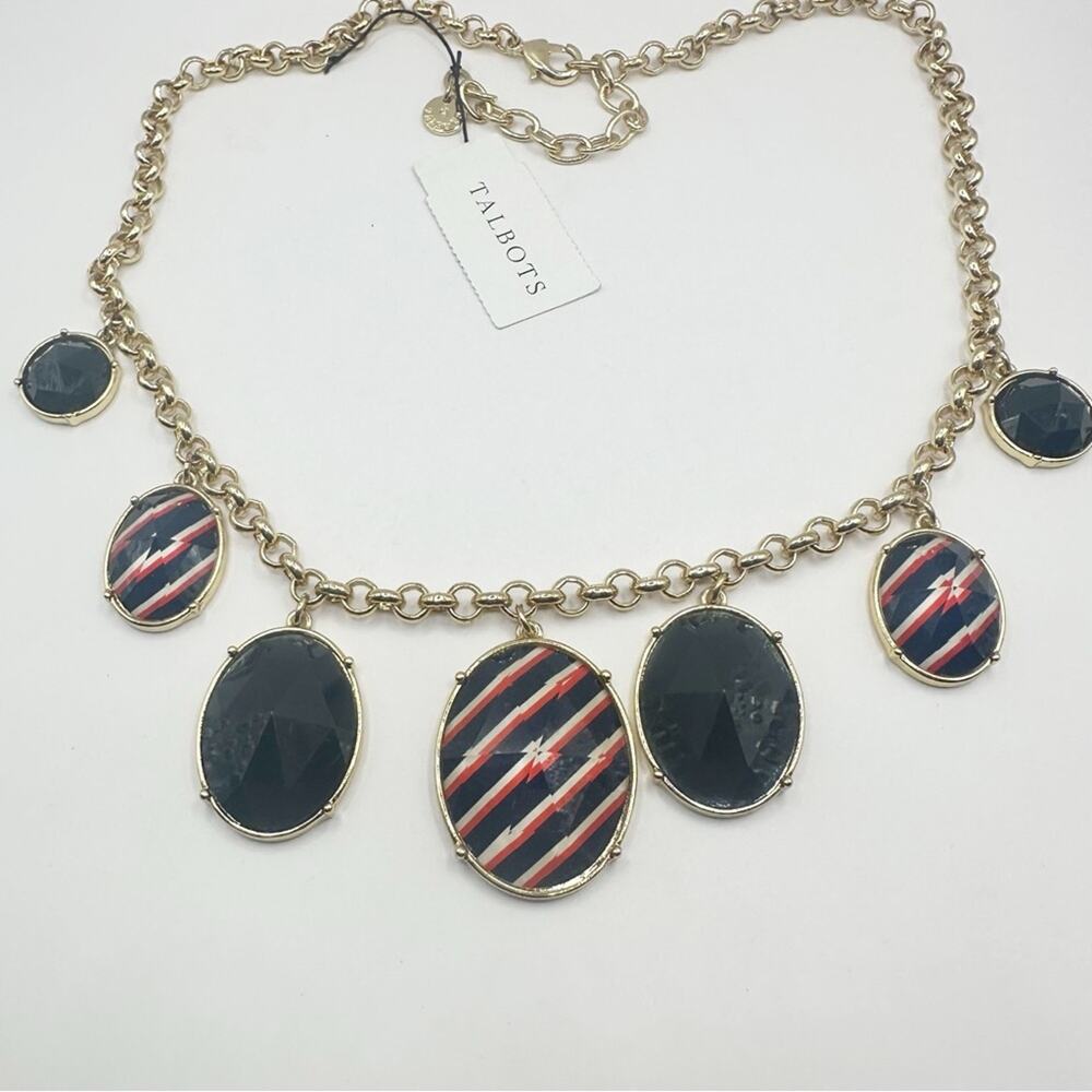 Talbots Necklace Red Black Gold Chain NWT $69.50 Statement Jewelry